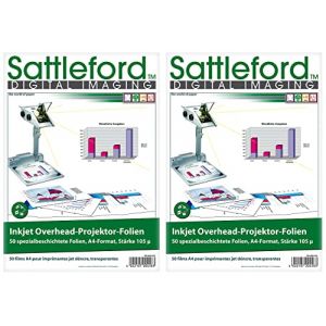 Sattleford Papier transparent : 100 films aériens à jet d'encre, format A4, transparent, 115 µm, pack économique (film d'impression pour présentations) (Pearl Diffusion, neuf)