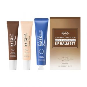 Baume &agrave; L&egrave;vres | Kit de Soin R&eacute;parateur Portable,Baume &agrave; L&egrave;vres Aromatis&eacute; avec Masque Visage | Pour Voyage D&eacute;placements Vacances Saint-Valentin Maquillage Pores du Visage (atteryhui, neuf)