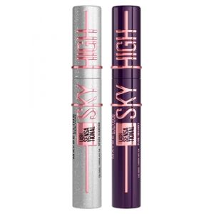 Maybelline New York Lash Sensational Sky High Mascara Space Diamond Effet Pailleté Brosse Flexible + Cherry Sky Volumisante et Allongante Couleur Violet Cils Sensationnal - Lot de 2 (Eurocali, neuf)