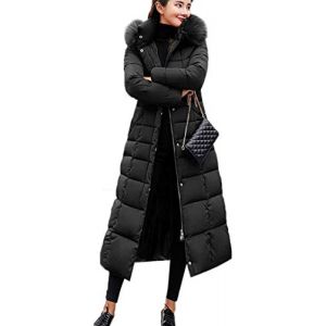Earnmore Femme Doudoune Longue Manteau Hiver Manteau avec Capuche Fourrure Doudoune Femme Zipp&eacute; Longue Casual Duvet de Coton Parka Slim Fit Veste (IFLETI, neuf)