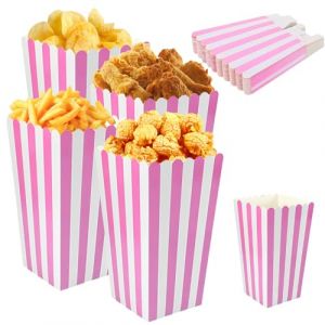 Boite Pop Corn, 20 Pi&egrave;ces Pot Pop Corn Carton, Sucre, Chips, Bretzels, Snacks Fentiaowen, Bonbons (Rayures Roses) (guangzhouweidandianziyouxiangongsi, neuf)