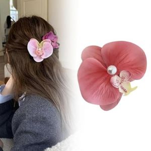 Pinces à cheveux fleur d'orchidée papillon, épingle à cheveux orchidée papillon bohème, pinces à cheveux élégantes fleur d'orchidée artificielle en soie, pinces à cheveux fleur for femmes (Color : 1 (Tong Ting Official Store, neuf)