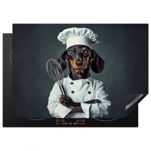 KitchenYeah© Protection Plaque Cuisson Deco Cuisine Cache Induction 75x52 cm Protège Pour Cuisiniere Protection Chien - Garde - Cuisinier (KitchenYeah, neuf)