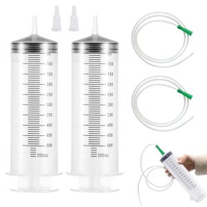 Seringue Plastique, 2 Pi&egrave;ces 500ml Grande Seringue, Avec 2 Pi&egrave;ce Tuyau De 1m, Pour Laboratoires Scientifiques, Mesure De Liquide, Arrosage De Jardin, Industrie (Sans Aiguille) (UP LII, neuf)