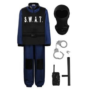 ReliBeauty Déguisement SWAT Costume Policier Enfant avec Accessoires 5-6ans, 110 (Matt Viggo, neuf)