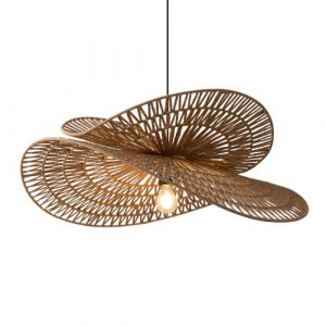 Lampe suspendue vintage moderne en corde de chanvre, abat-jour de style sud-est asiatique, design géométrique, lustre en osier, réglable, pour restaurant, lampe de plafond tissée à la main naturelle (yingyuecang, neuf)