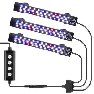 hygger Three Channel Submersible Éclairage Aquarium LED, 18W Full Spectrum LED Light Aquarium, Lampe Aquarium avec 3 Rangées de Perles, 7 Couleurs et Luminosité Réglable pour Aquariums de 60-180L (3) (AquaFocus-EU, neuf)