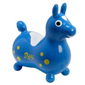 GYMNIC Rody Bleu Cheval Gonflable à Sauter pour Enfants 3+, Jeu psychomoteur pour équilibre et Coordination, Compatible avec Bases à Bascule ou à roulettes, Made in Italy (solarcosa, neuf)