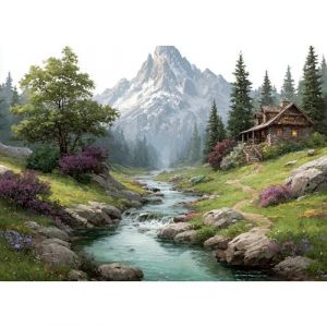 RICUVED For&ecirc;t Diamond Painting Kit -Paysage Peinture Diamant 5D DIY pour Adultes, Kit Complet de Broderie Diamant Diamant Strass Point de Croix Cristal Painting pour Murale D&eacute;coration 30X40cm (FANDIJIA, neuf)