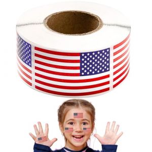 Decal de drapeau am&eacute;ricain, autocollants de drapeau am&eacute;ricain | 1,2x2inch Memorial Day Stickers | 250 par rouleau de badge adh&eacute;sif pour la fen&ecirc;tre automobile &eacute;tag&egrave;res &agrave; pare-chocs v&eacute;hicules (zilicn, neuf)