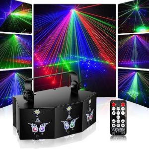 Lumière Disco, Lentille DMX 9 LED RVB Lumière de fête Projecteur Dj à effet d'éclairage stroboscopique avec activation du son pour les fêtes à la maison karaoké barre de mariage d'anniversaire (SHIMOTE-EU, neuf)