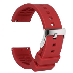 TStrap Bracelet Montre Silicone 22mm - Rouge D&eacute;gagement Rapide Intelligente Bracelets pour Homme Femme - Souple Caoutchouc Watch Strap Connect&eacute;e Boucle Replacement - 18mm 19mm 20mm 21mm 22mm 24mm (Loenzo-UK, neuf)