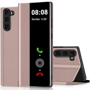 Coque pour Samsung S23 Clear View Cover Coque pour Samsung Galaxy S23 Etui à Rabat Protection Case Flip Folio Silicone TPU Antichoc Mince Douce 360 Full Body Antichoc Housse 5G (Or Rose) (ZhuChuangYouSuJiaoZhiPinYouXianGongSi, neuf)