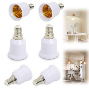 Lot de 6 Adaptateurs de Douille E14 vers E27, Convertisseur Pratique pour Ampoules LED Incandescentes Halog&egrave;nes, Adaptateur de Culot Douille E14 vers E27, Facile &agrave; Utiliser (XINSURANDZ, neuf)