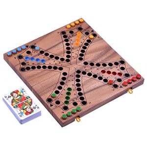 LOGOPLAY Tock pour 4 joueurs - Jeu de société avec cartes à jouer - Jeu de société en bois avec plateau de jeu pliable (logoplay-holzspiele, neuf)