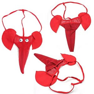 VemeFufu Homme String Exotique Mankini Maillot de Bain String Slip Hommes Nez d'éléphant Taille Basse sous-Vêtements Taille Unique Rouge (VemeFufu FR, neuf)