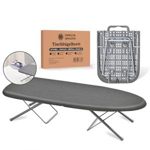 SimplySmooth Planche à Repasser Pliable avec Repose-Fer - Mini Table à Repasser de 77 x 30 cm - pour la Table avec poignée de Transport, Pieds en Caoutchouc et Housse de qualité (Flipfeld, neuf)