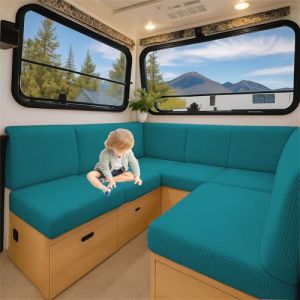 ZGDDPZA Couvre-Coussin Stretch pour siège de Caravane Housse antidérapante en Jacquard pour Banquette, canapé, lit de Camping-Car ou Salon intérieur (Bleu Canard,L 95-135cm W 65-95cm) (ZGDDPZA, neuf)