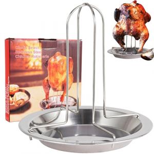 XFLYP Acier Inoxydable Support à Poulet, Vertical Rôtissoire à Poulet, Support à Poulet Barbecue Amovible avec Plateau égouttoir, pour Four, Barbecue, Accessoires Gril, Camping (FXXF, neuf)