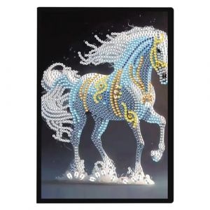 DCIDBEI Diamond Painting Carnet de Notes A5 Cheval Blanc Diamant Painting Carnet de Notes Peinture Diamant Strass Cahier Peinture A5 Journal pour &eacute;tudiants Bureau Fournitures Scolaires 50 Feuilles (BEIMIN, neuf)