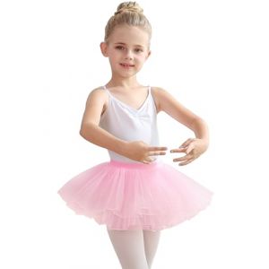 tanzdunsje Jupe de Danse Tutu, Ballet de Danse-Jupes Tutu pour Filles pour Enfants Filles 4 Couches Tutu en Tulle fête d'anniversaire Princesse(Rose，L) (eledance, neuf)