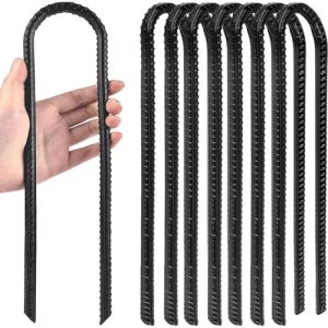 Kezidhp 8 Sardines de Fixation en Acier Galvanisé 30cm - Piquets de Tente/Sol en U Robustes avec Crochets pour Camping, Trampoline, Balançoire, Tonnelle, Auvent (Huaitonglian, neuf)