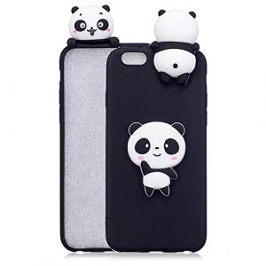 Dessin Anim&eacute; 3D Panda Silicone Coque iPhone X/XS,DasKAn Mignon Motif de Animaux Ultra Mince Souple Fine Silicone Housse de Arri&egrave;re Antichoc Gel TPU &Eacute;tui de T&eacute;l&eacute;phone,Noir#3 (DasKAn-EU, neuf)
