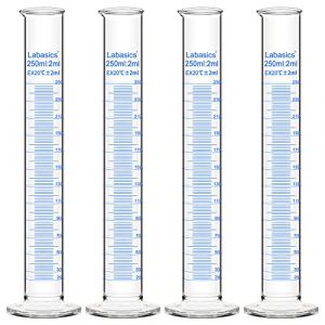 Labasics Verre Cylindre Gradu&eacute; (4-Paquet) 250 ml, Graduated Cylindre en Verre Borosilicat&eacute; Cylinder de Mesure &Eacute;prouvettes Cylindriques (J&D Tech FR, neuf)