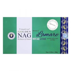 Vijayshree Golden Nag Lamare - Édition Limitée - Parfum Exclusif Sauge Blanche Lavande - 12 boites de 15g = 180g (MATHILDE, neuf)