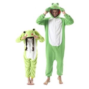 DarkCom Grenouille Onesie pour Enfants et Adultes,Vêtements de Nuit Combinaison Parent-Enfant Cosplay Animal Halloween Kigurumi Costume Pyjama de Noël 4-5 T (DarkCom-fr, neuf)