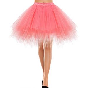 Bbonlinedress Tutu Rose Femme Jupe Tulle Femme Jupe Tutu Jupon Ballet Court Costume Femme Dansique de D&eacute;guisement Carnaval Soir&eacute;e Nouvel an en Tulle Coral S (Bbonlinedress, neuf)