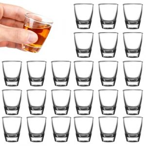 24 Verres &agrave; Shot en Verre, Vin en Forme D'oeuf de 35 ml, Gobelet en Verre dur, Petit Vin en Forme D'oeuf pour F&ecirc;te, Avec Fond &eacute;pais, Pour Liqueurs, Vodka, Ouzo, Sambuca, Tequil (Huamirra Eur, neuf)