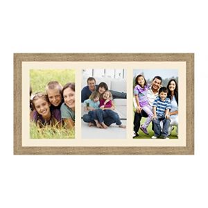 Cadres Photos p&ecirc;le m&ecirc;le multivues Ivoire 3 Photo(s) 20x30 Passe Partout, Cadre Photo Mural 70x35 cm Naturel Beige, 3.5 cm de Largeur (RK Cadres, neuf)