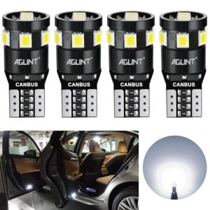 AGLINT Ampoule T10 W5W LED CANBUS Anti Erreur 10SMD 194 168 501 12V Remplacement LED Feux pour Voiture Intérieur Lumière Dôme Plafonnier Carte Porte Position Plaque D'immatriculation 6500K Blanc 2Pcs (AGLINT, neuf)