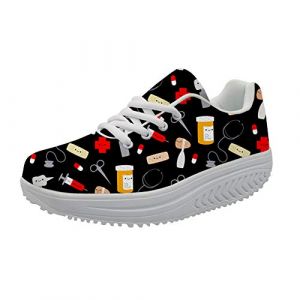 Showudesigns Femme Baskets Infirmier Chaussures de Minceur Running Chaussures de Marche Sport Mode Compens&eacute;es Respirantes Femme Gym Fitness Sneakers Jogging (showu designs, neuf)