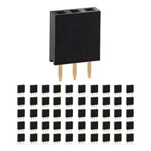 CHANZON en-tête de Broche 3 pin x 50 pièces pin d'en-têtes Femelles Droit Une Seule rangée épingles carrées Plaqué Or Pas de 2,54 mm pour PCB, Arduino Gpio, connecteur, Machine, Planche à Pain (Chanzon FR, neuf)