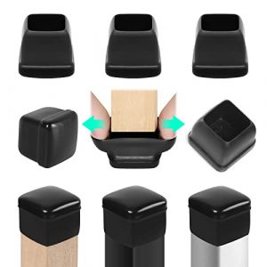 RCHYFEED 24 pcs Embouts pour Pieds de Chaise 28-33 mm avec Fond en T&eacute;flon, Protection Pied de Chaise Carr&eacute; Silicone Couvre-jambes de Meuble, Patins en T&eacute;flon 1,25" pour R&eacute;sistants Rayures et &Eacute;lastique (RCHYFEED-FR, neuf)