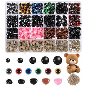 600 Pcs Yeux de S&eacute;curit&eacute;, 6-14 mm Yeux de Poup&eacute;e avec Rondelles, Color&eacute; Yeux et Nez de Securite en Plastique pour Peluche DIY Poup&eacute;e Crochet Artisanat Marionnettes (bandgrt, neuf)