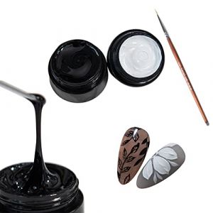 Noir & Blanc, 3D Nail Art Peinture Gel Vernis À Ongles Set 2pcs 8g Vernis À Ongles Gel Dessin pour Ongles UV LED Salon de Manucure, avec Pinceau (Joligel, neuf)