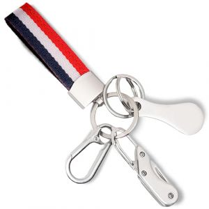 Artisoul Porte-clés Multifonction France – Drapeau Français, Mousqueton en Métal, Jeton de Caddie, Mini Couteau, Bracelet Oxford et Cuir PU, Durable, pour Voiture, Moto, Voyages et Courses (Artisoul EU, neuf)