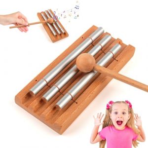 JWTRSVTY Energy Chime, Carillons De Percussion, Instrument De Percussion 3 Tons, Carillon À Main En Bois Avec Maillet, Carillon Énergétique Avec Maillet, Pour Yoga, Méditation, Gestion Salle De Classe (Treasures-EU, neuf)