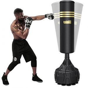 Dripex Sac de Frappe sur Pied 165 cm Sac de Boxe pour Adulte Punching Ball Autoportant avec 12 Ventouses Équipement pour Boxe, Kick-Boxing, Arts Martiaux, MMA (Yiiihaa, neuf)