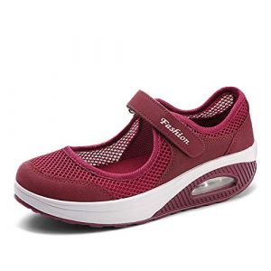 Femmes Minceur Taille Chaussures Marche Baskets 35-42eu Plate-Forme Chaussures Poids Air L&eacute;ger Engrener Elastic Sports en Marchant Yoga Tennis , Rouge, Taille 40 (kommkauf, neuf)