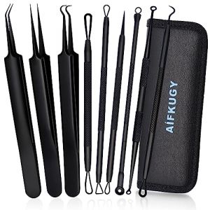 Extracteur Point Noir, AIFKUGY® 9 Pièces Tire Comedons, pince à point noir, Kit Points Noirs, Pince Tire comédon de Point Noir Nez-Noir (AIFKUGY Direct, neuf)