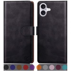 SUANPOT Etui Coque pour iPhone 16 Plus 6.7" Pouces [RFID Blocage] [Magnétique Protection] Fentes pour Cartes Protection Etui Housse Premium en Cuir PU pour Apple 16 Plus Etui Portefeuille Le Noir (KAPRETSOUStore, neuf)