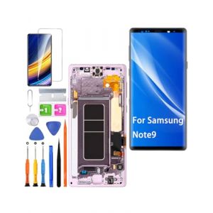 HLYGZX Écran pour Samsung Galaxy Note 9 LCD, ensemble de réparation d'écran TFT de remplacement, N960F N960U (Lila avec cadre, sans empreinte digitale, écran non incurvé) (HLYGZX, neuf)