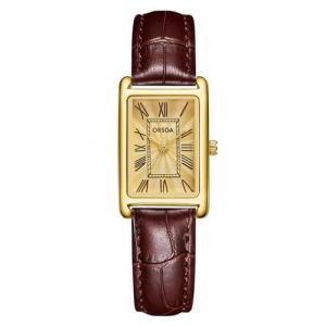 CIVO Montre Femme Rectangulaire Cuir: Or Marron Montre Bracelet à Quartz Analogique - Petit Montres pour Dames Rétro Design (MEGALITH Direct-FR, neuf)