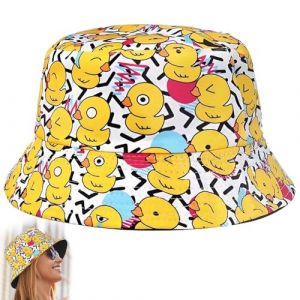 EUYKQNOI Canard Bob R&eacute;versible Chapeau de P&ecirc;cheur pour Femme Homme, Bobs Mode Seau Chapeau de Soleil de Visi&egrave;re pour Adulte Adolescents, Classique Chapeau de Plage pour Plein Air (QSDMY, neuf)