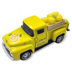 Decoration de Citron, D&eacute;coration de Camion en M&eacute;tal avec 10 Citrons Artificiel et Caisse en Bois Id&eacute;aux pour la Maison, D&eacute;coration de F&ecirc;te, Centres de Table, Vitrine de Magasin, Cuisine, Jaune (Oriaolen, neuf)