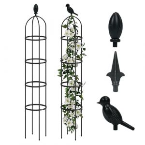 Bamworld Tuteur Obélisque Jardin 175 cm pour Plantes Grimpantes, Support Métallique Round pour Rosiers Clématites Jasmin, Tuteur Anti-Rouille Intérieur Extérieur (Bamworld, neuf)